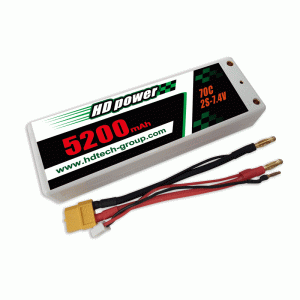 HD 5200mAh 70C 2S 7.4V حقيبة صلبة بطارية LiPO