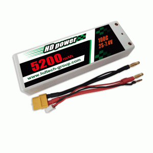 HD POWER 5200mAh 100C 2S 7.4V حقيبة صلبة بطارية LiPO